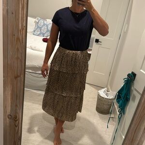 Three-Tier animal print pleated skirt